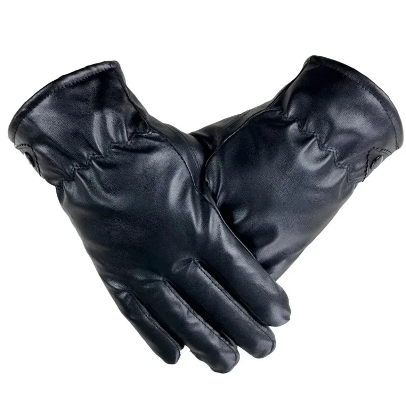 Stay Warm And Connected On Your Ride Men's Sheepskin Leather Mittens With Windproof, Thermal & Touchscreen Features!