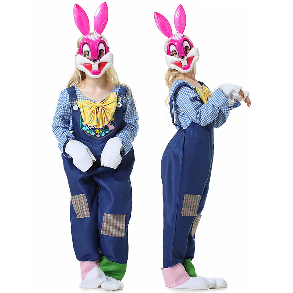 Easter Bunny Cosplay Long Sleeved Outfits Family Matching Pastoral Event Festival Party Costume Kids Adult Performance Clothes