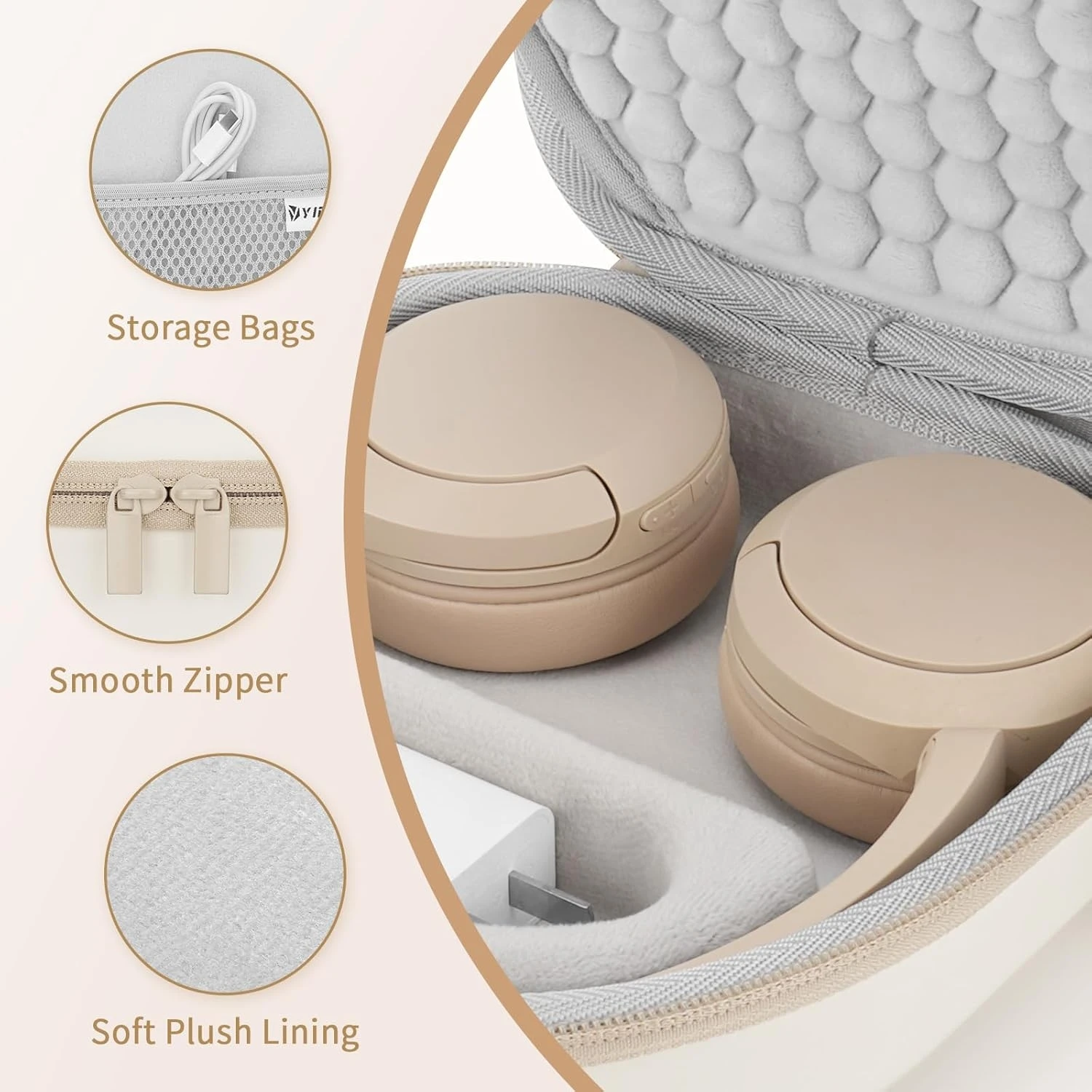 Yinke Hard EVA Case For Sony WH-CH510 JBL Tune 510BT Headphones Lightweight Shockproof Travel Cover With Mesh Pocket Soft Lining