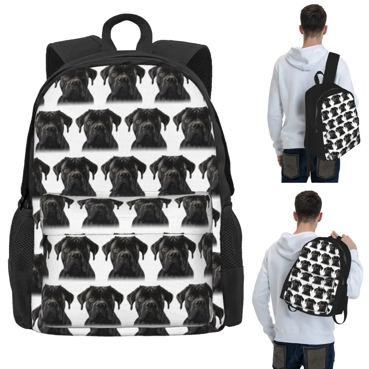 

Black Cane Corso Italian Mastiff Student Backpack School Bag Hiking Travel Daypack for Men Women Bookbag Shoulder Bags