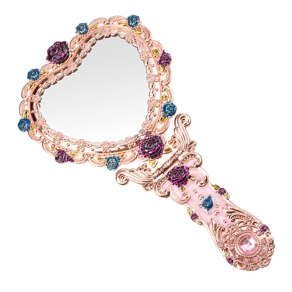 مرآة زينة محمولة على شكل مكياج على الطراز الأوروبي للنساء، مرايا كلاسيكية ذات سطح عالي الوضوح