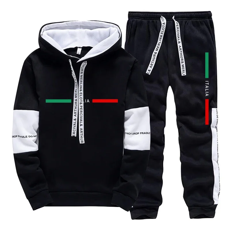 

Mens Tracksuit Italy Print Casual Sweatshirts Sportswear Outdoors Sports Jogging Mens Clothing Street Single Piece Hoodie Pants