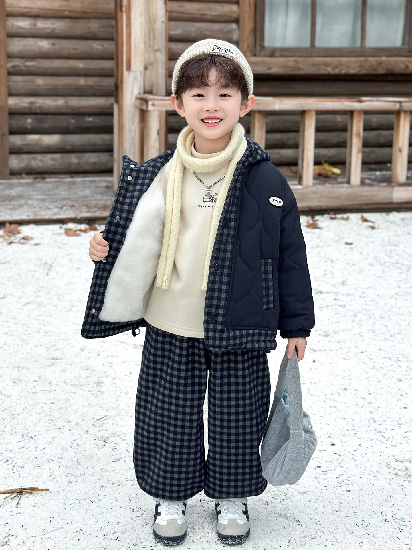 

Thiened Flannel Children's Cotton Padded Jaet And Pants Set Warm Winter Outfit for Boys Toddler Winter Clothes 2025 Sle