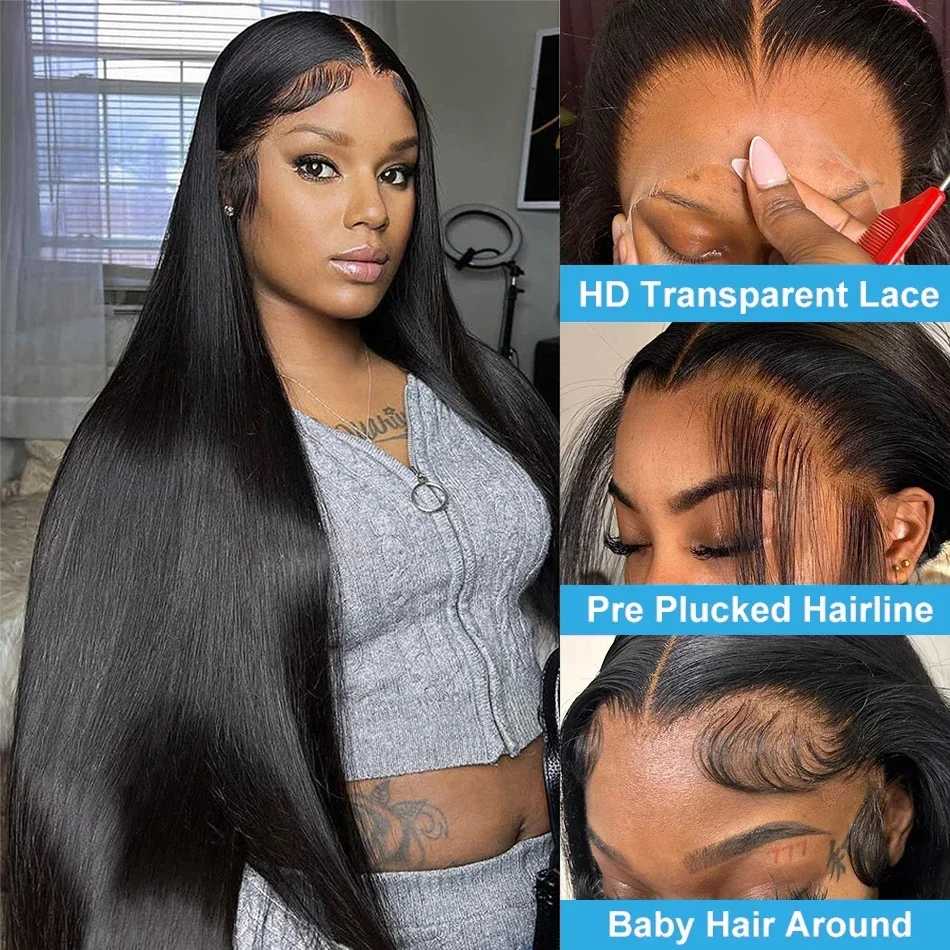 HD 180% 250% Straight Human Hair Wig Straight Lace Front Wigs Human Hair Brazilian 13x4 13x6 Lace Frontal Wig For Women