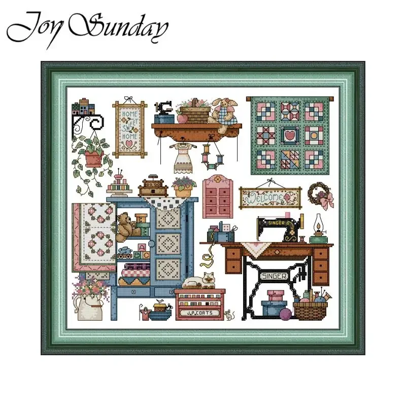 Joy Sunday Cross Stitch Kit Love Sewing Pattern Aida Fabric 16CT 14CT 11CT DIY Embroidery Set Printed Counted Canvas Home Decor