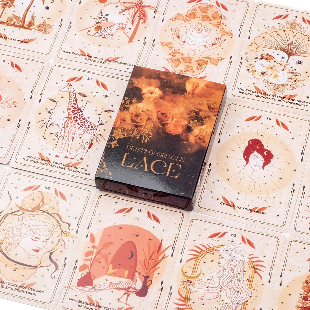 Destiny Oracle Lace Board Game - 53 Pcs Prophecy Deck for Fate Forecasting & Divination Party English Version 10.4x7.4cm