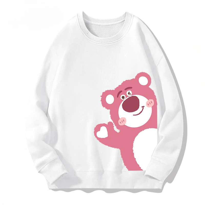 American style Strawberry Bear Cartoon Printing Boys and girls round neck pullover Autumn and Winter Childrens clothing pullover