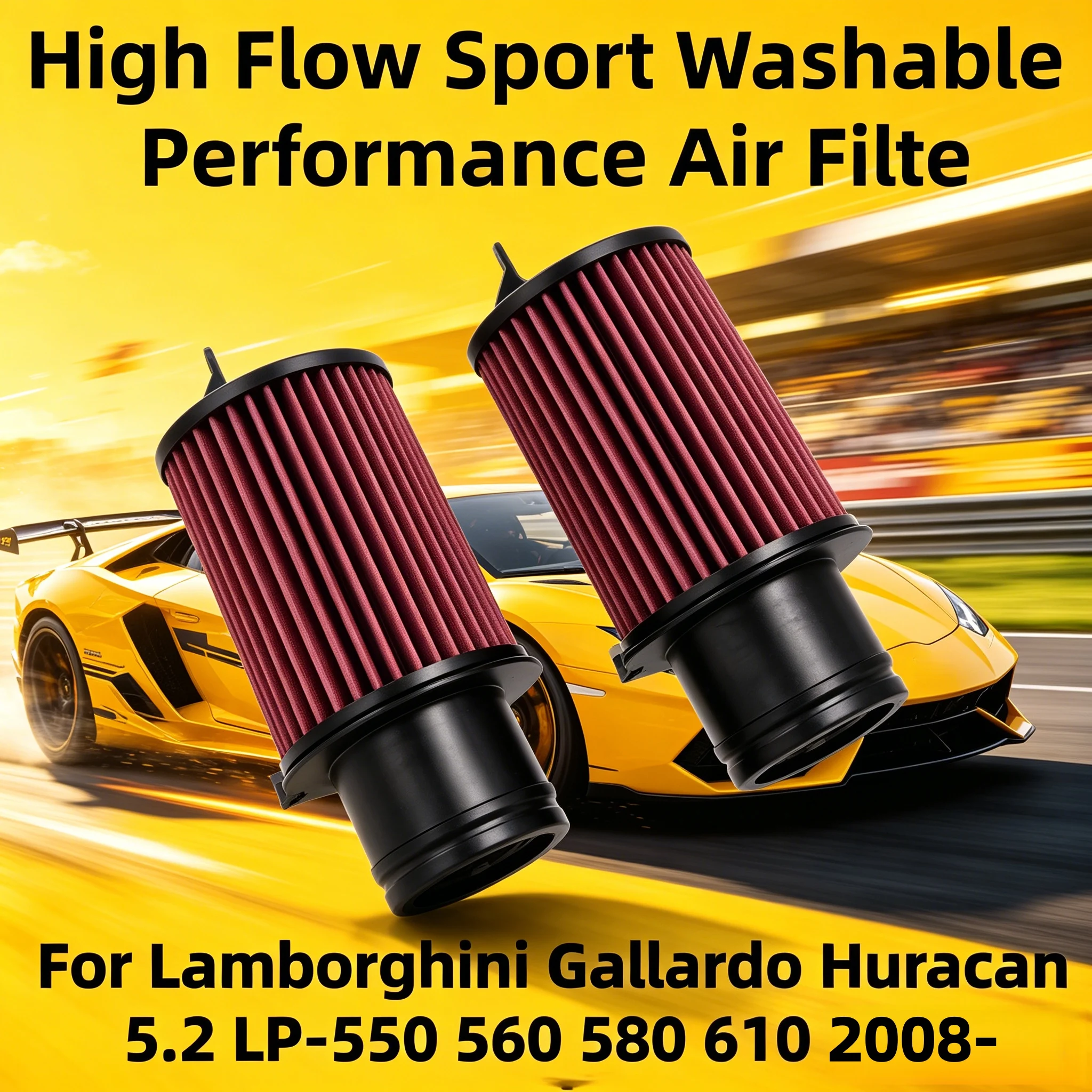 Filtro de Aire Deportivo Lavable de Alto Flujo para Lamborghini Gallardo Huracan 5.2 LP-550 560 580 610 2008- E-0658 420133844E
