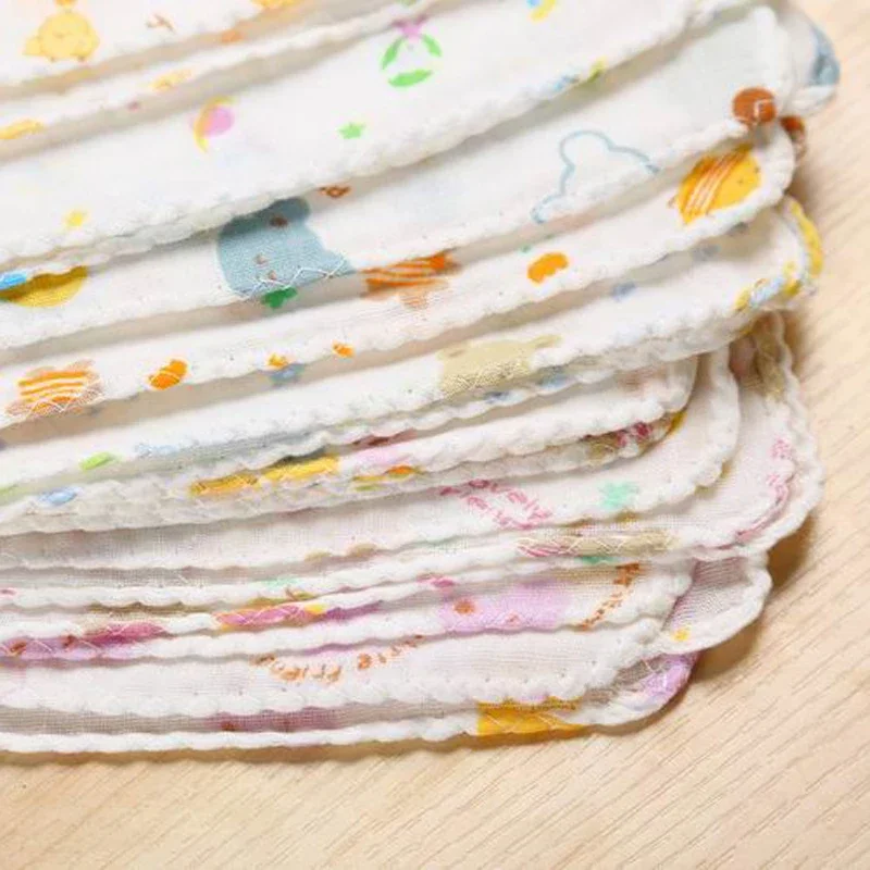 5PCS Baby Feeding Towel Teddy Bear Bunny Dot Chart Printed Children Small Handkerchief Gauze Nursing 20CM*20CM