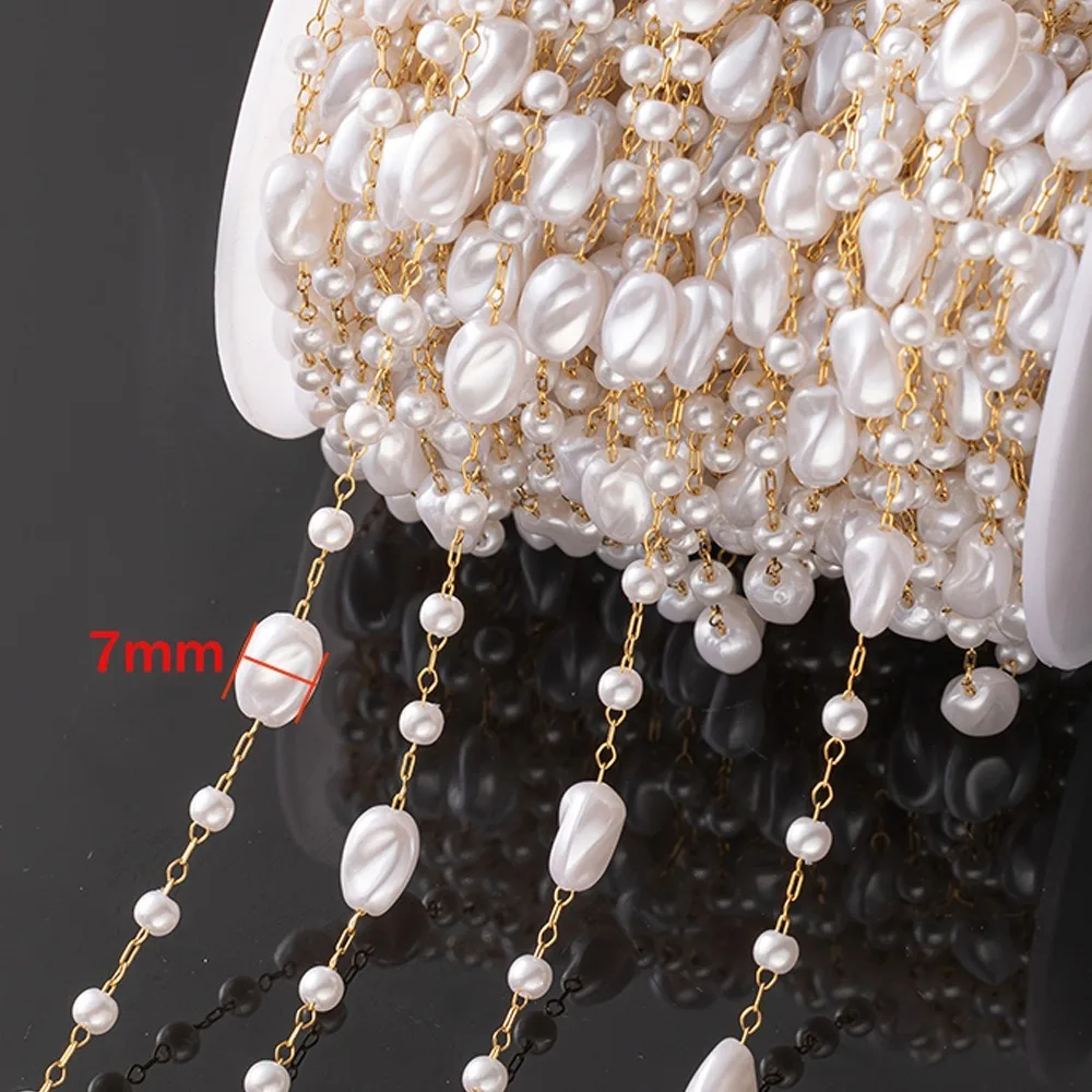 Stainless Steel Baroque Pearl Irregular Pearl Anti-rust DIY Craft Material Steel Wire Chain Clothing Accessory Bag Ornamen