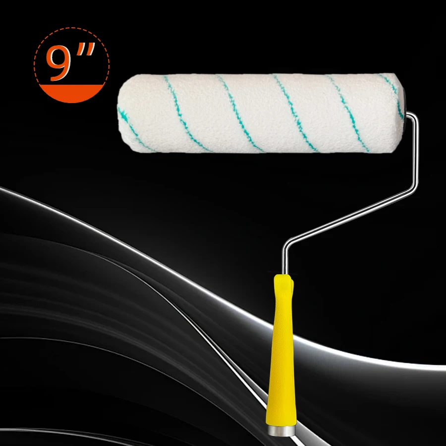 9 Inch X 1.5 Inch Cage Roller Frame Paint Roller 6MM Shaft Handle Internal Thread with Extension Pole High Position Brush