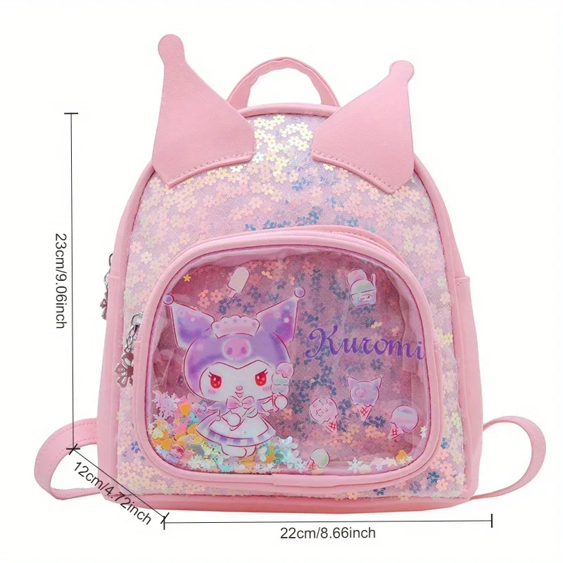 Sanrio Kuromi Bag Girl Fancy Cartoon Backpack Cute Style Printed Shiny Casual Simple Light Kindergarten Sweet Princess Backpack