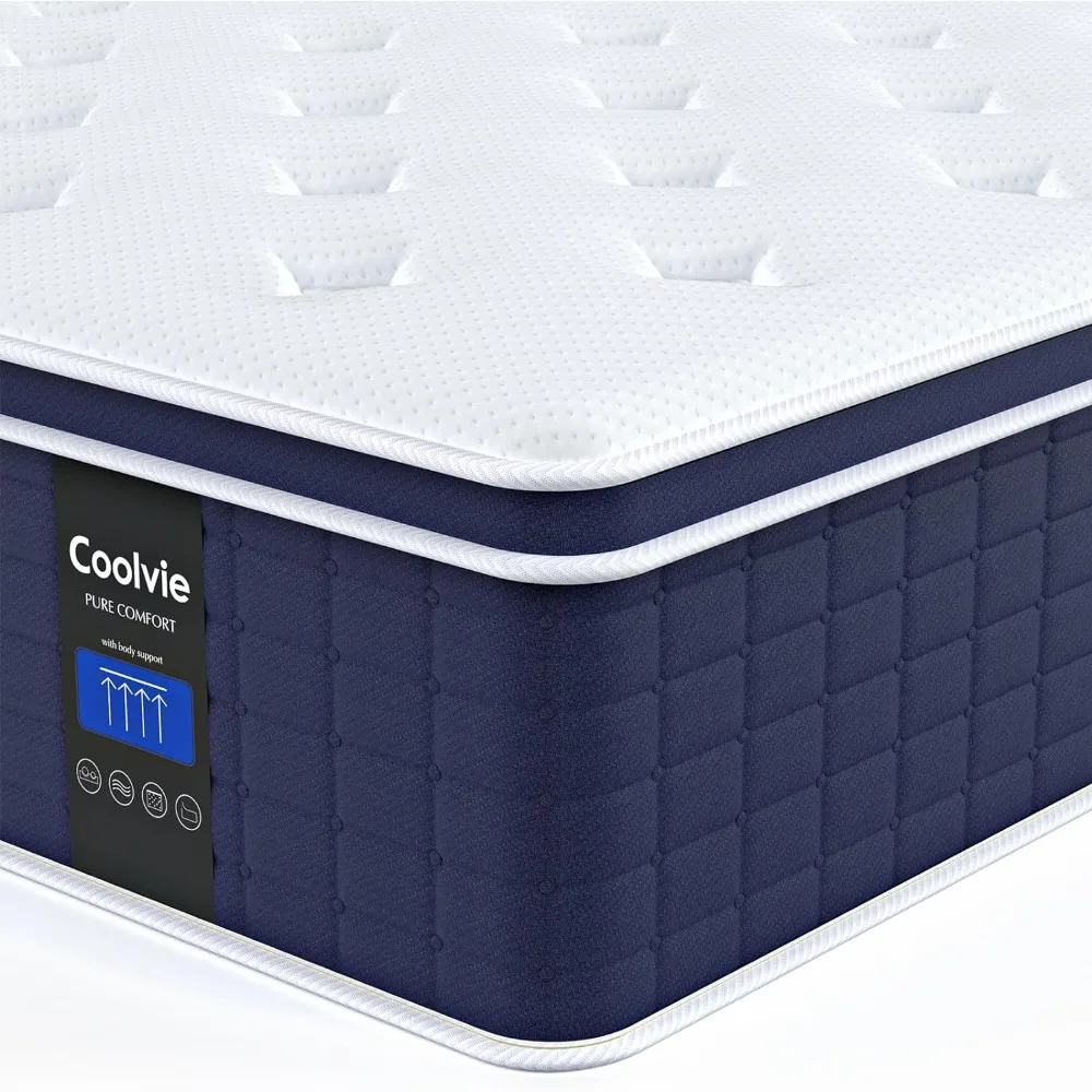 

14 Inch King Size Mattress, Hybrid King Mattress in a Box, Medium Feel, 4 Layer Premium Foam with Pocket Springs