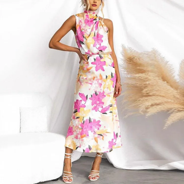 2025 Summer New Women's Floral Print Sleeveless Fashion Dress 23272