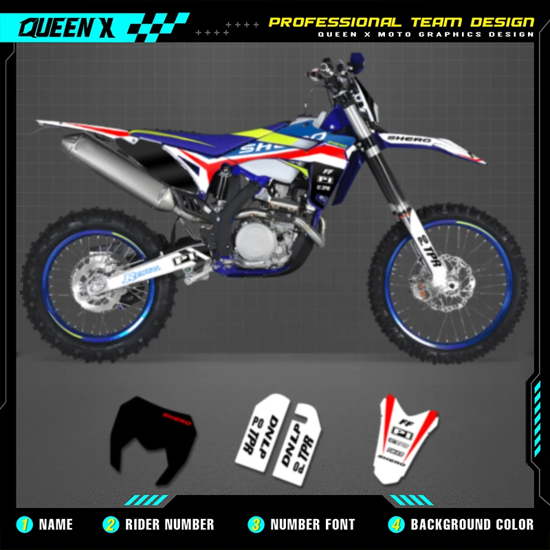 Queen X MOTOR Custom Team Graphics Decals Stickers Kit For Sherco Decal 2012 2013 2014 2015 2016  SE SE250 300 008