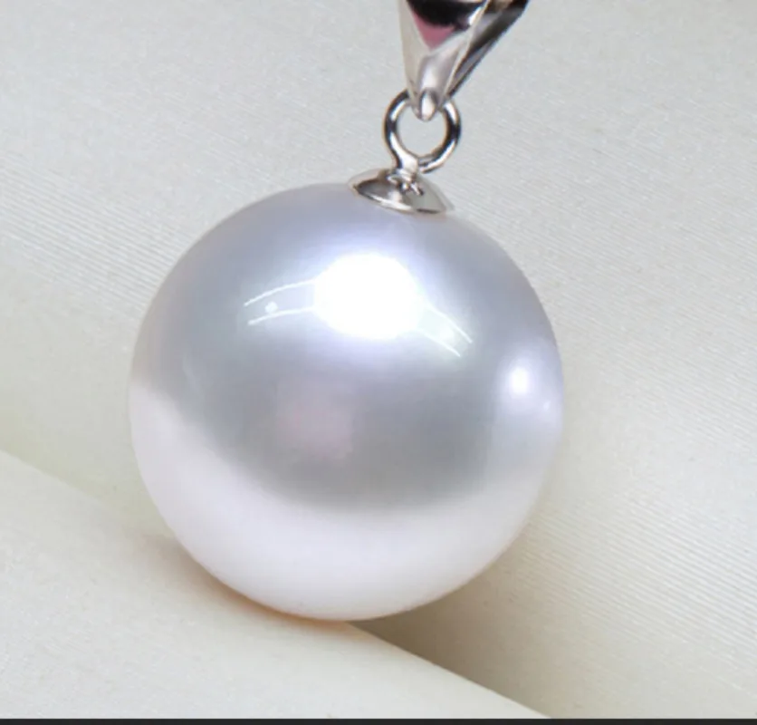

Charming 13-14mm Natural Sea Genuine White Round Pearl Necklace Pendant 5969AAA
