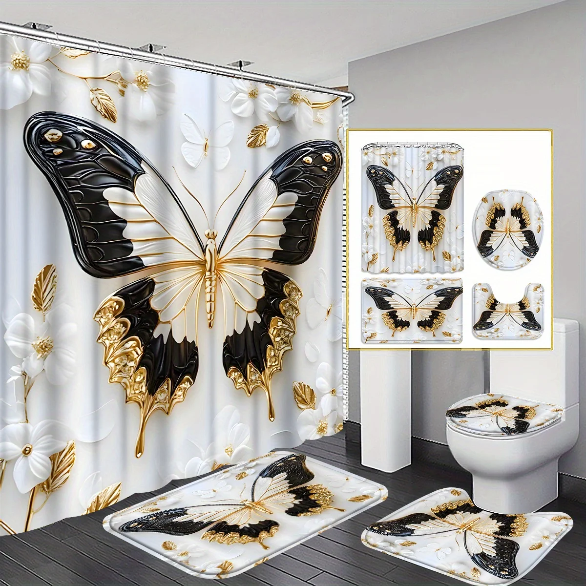

4 шт. Бабочка — набор занавесок для душа с рисунком. Эстетический подарок на новоселье и современное украшение для домашних штор.