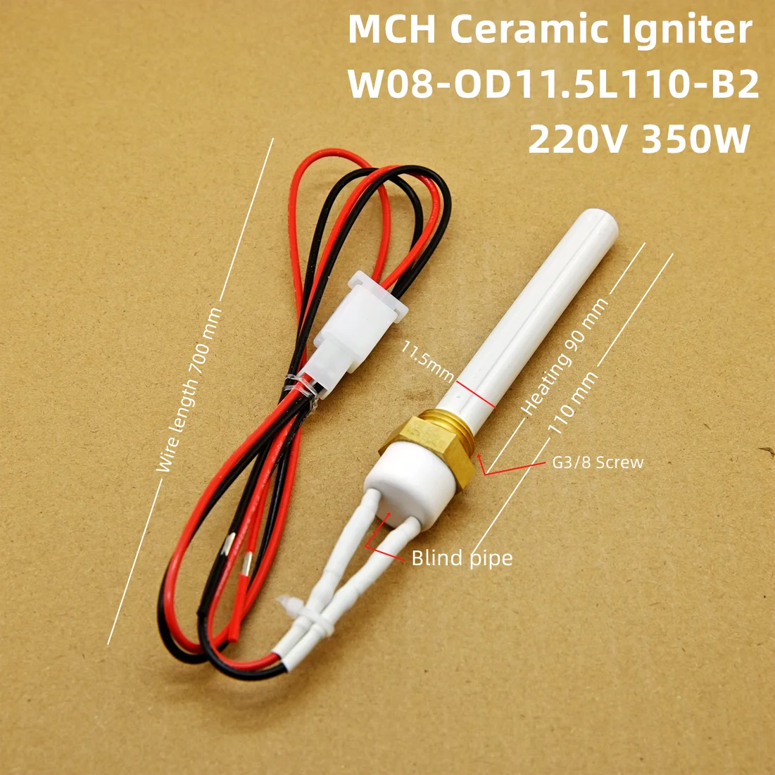 CORINDON 220v~350w Fast Igniter\Ignition Stick\Heating Tube\Heating Stick Good Insulation\High Temperature Resistant\Non-Rusting