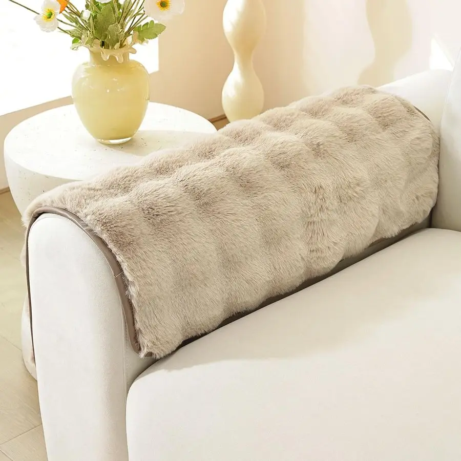 

Faux Fur Couch Arm Covers, Fuzzy Soft Bubble Arm Chair Covers, Headrest Backrest Armrest Covers for Dogs Cats Pet Loveseat Recli