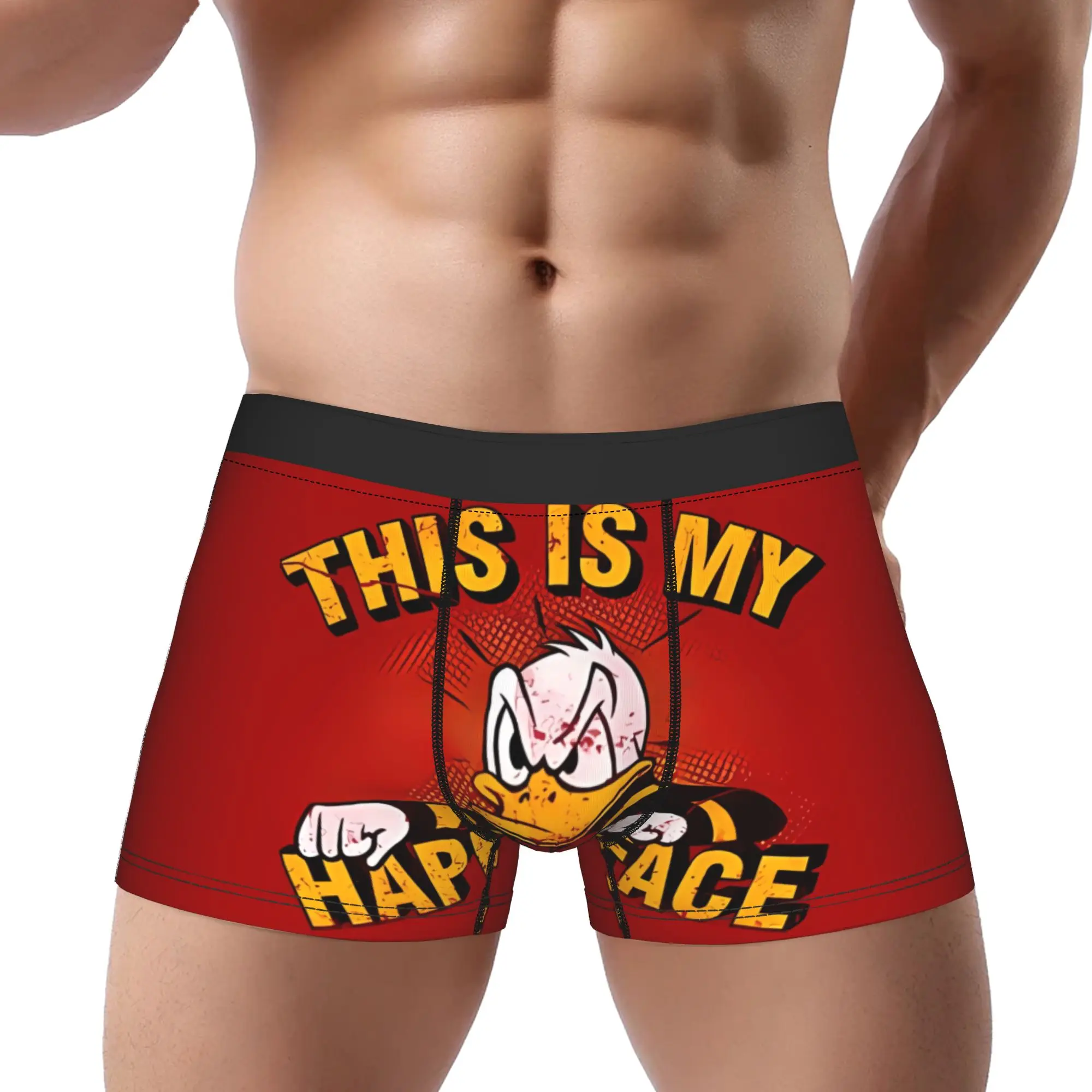 

Трусы-боксеры DuckTales с надписью "This Is My Happy Face", дышащие трусики, мужское нижнее белье, удобные шорты-боксеры