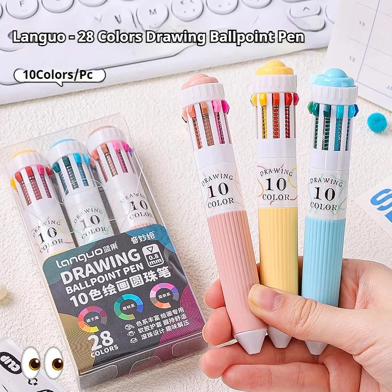 

28 Colors Multicolor Ballpoint Pen Set 0.8mm, 10-in-1 Colored Pens Fine Point Retractable Ballpoint Pens for Office School