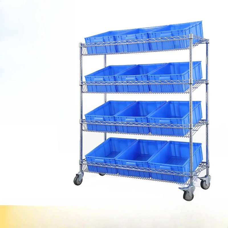 Inclined trolley E-commerce warehouse picking truck Sorting truck Multi-layer oblique pocket net mobile cart