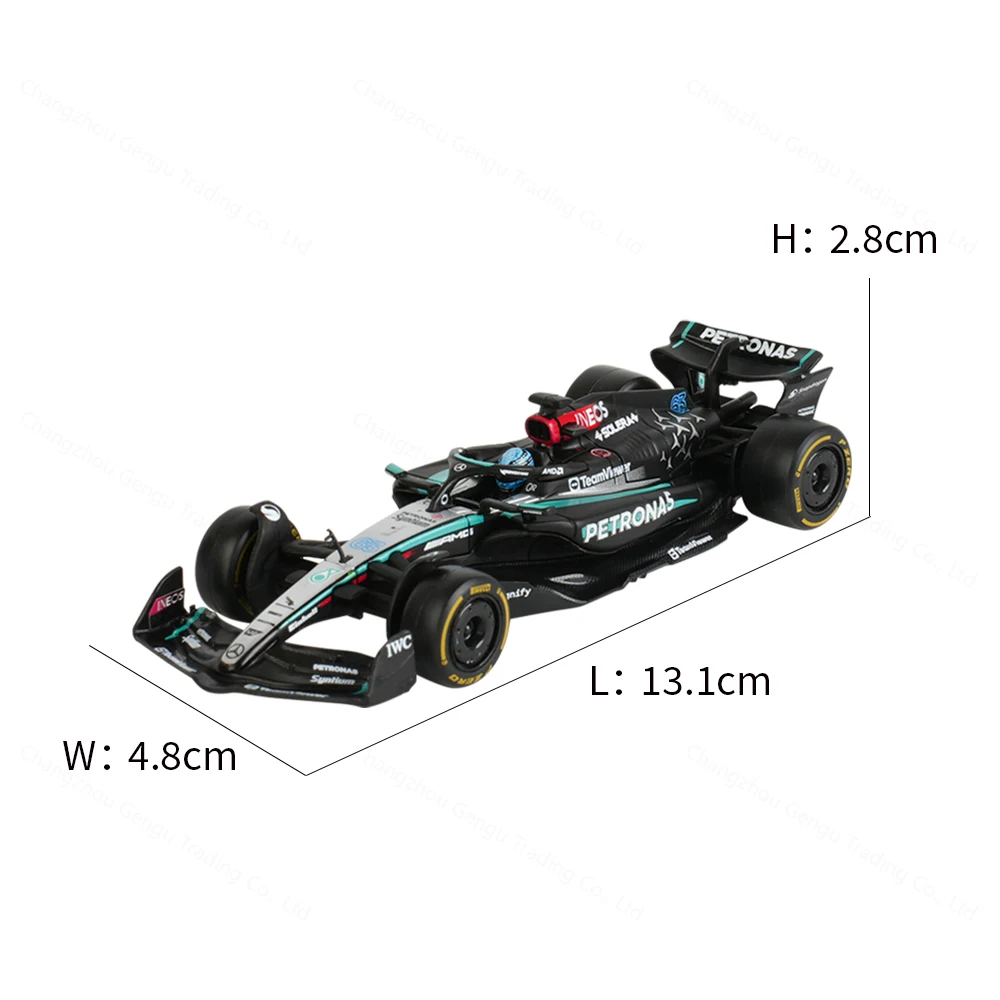 Bburago 1:43 Mercedes AMG 2024 W15 E Performance Static Simulation Diecast Alloy Model F1 Racing Formula Car Acrylic Box