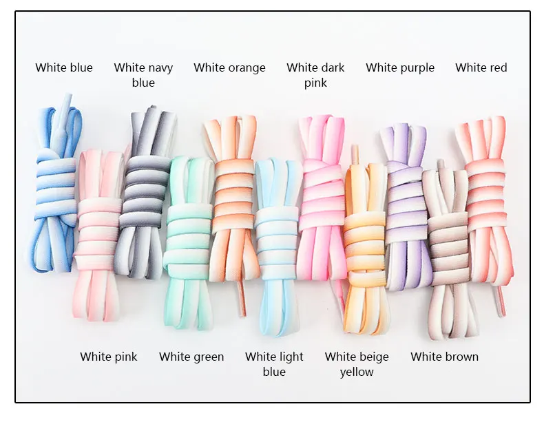 1 paar Elastische Schnürsenkel für Turnschuhe Flache Schnürsenkel für Sport Farbverlauf Tennis Schnürsenkel Gummi Bands Schnürsenkel – Detail 2