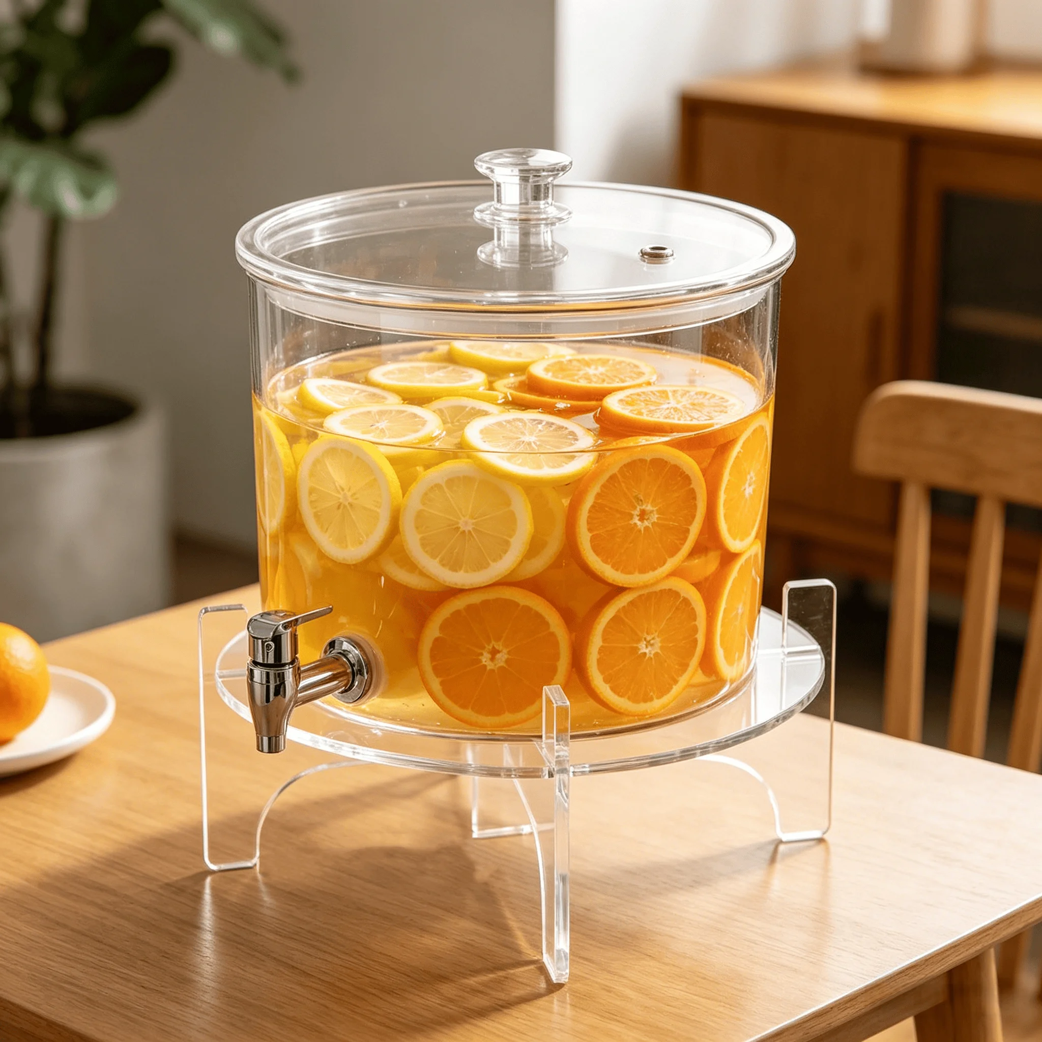 Acrylic Beverage Dispenser Stand Clear Drink Holder Rack Stable Base for Kitchen Party Juice Bucket