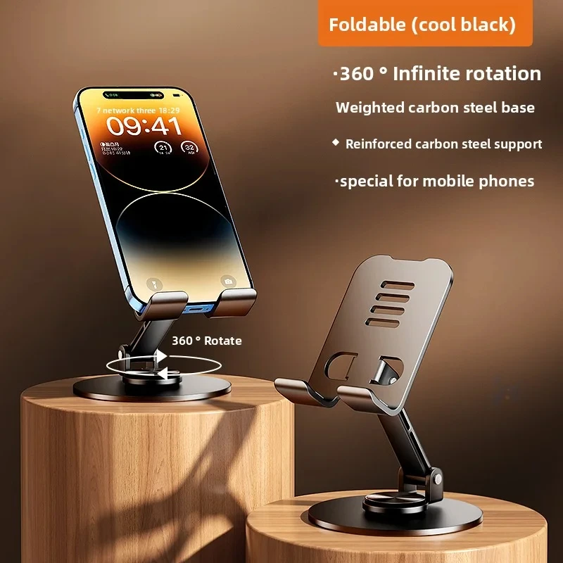 

Desktop Mobile Phone Stand Metal Support Frame 360-degree Rotation Foldable Adjustable Tiktok Live Streaming And Watching Dramas