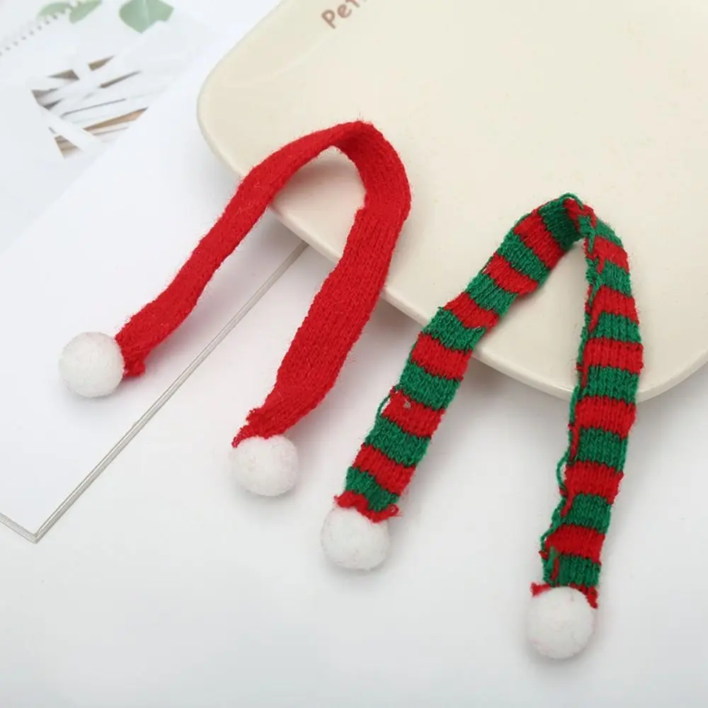 Acrylic Fibers Mini Scarf Ornament Toy Stripes DIY Craft Knit Scarf Doll Decoration Red And White Mini Mini Knitting Scarf