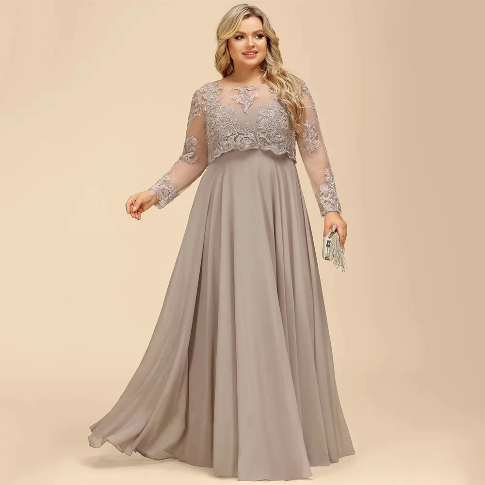 

2025 Plus Size Mother of The Bride Dress With Jacket Strapless Lace Appliques Chiffon A-line Wedding Guest Party Gowns New
