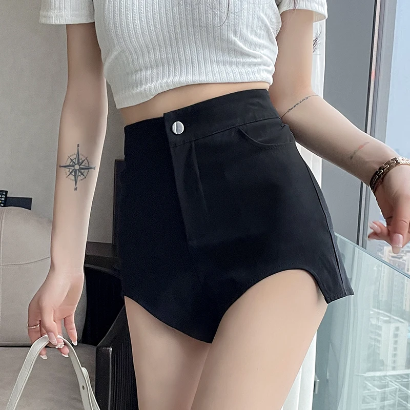 Korean Fashion Casual Cute Sexy Black High Waisted Booty Shorts Women Clothes Female Woman OL Summer Outerwear Ladies Clothes 2