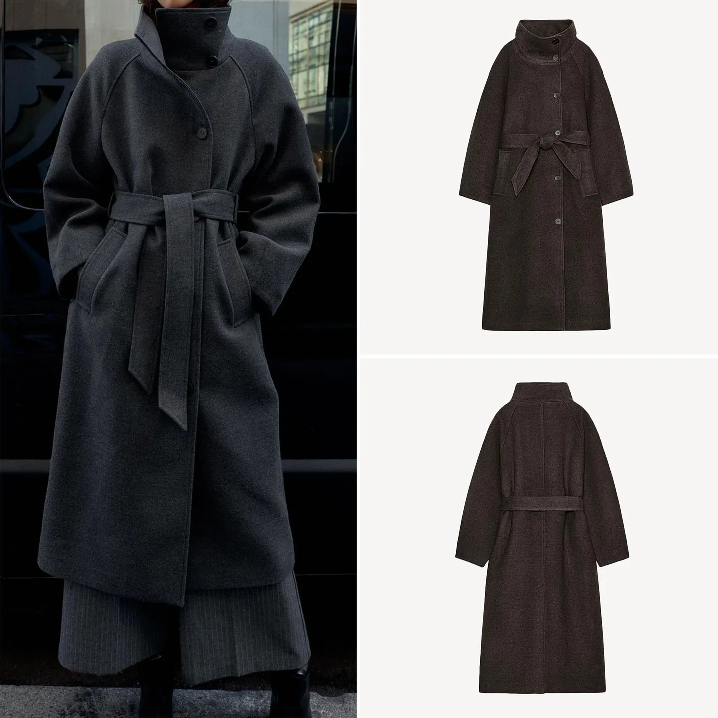 

Soft Stand Collar Belted Women's Faion Outerwear Coat 2025 Autumn New Sle Versatile Ele Ladies' Woolen Coat