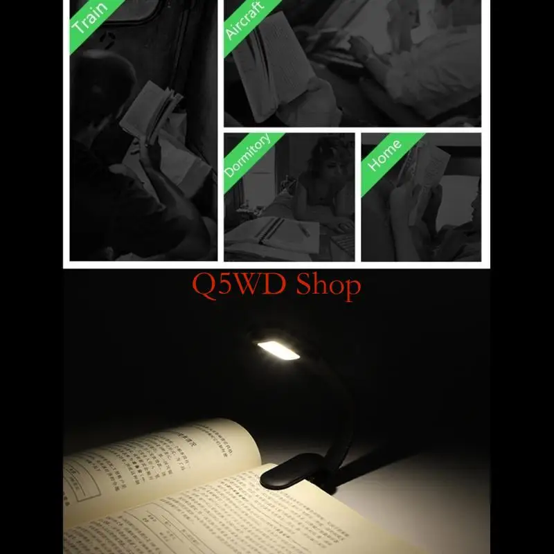 

Q5WD светодиодный светильник для защиты глаз, регулируемый мини-книжный светильник с зажимом, USB перезаряжаемый, гибкий для в