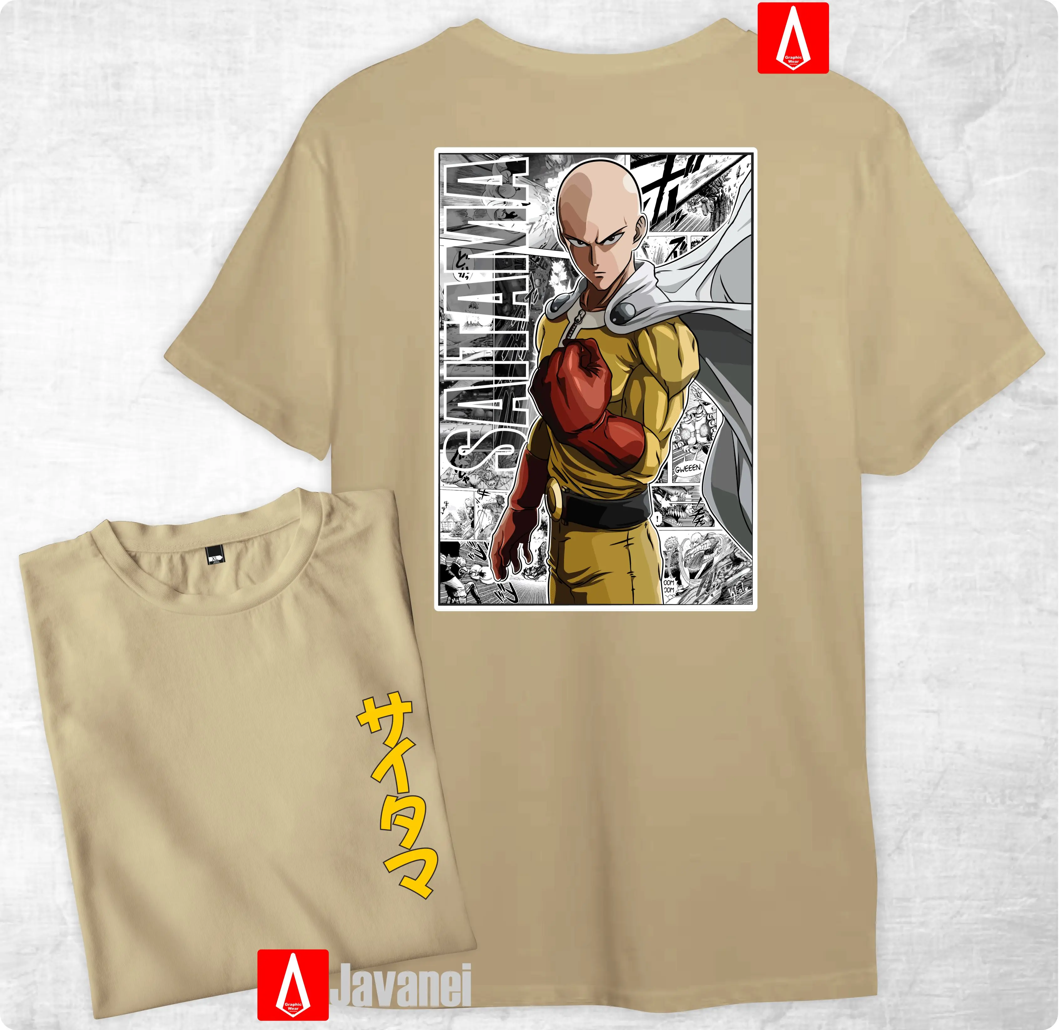 Kaos Saitama One punch man anime kartun komunitas kanji hobby santai keren outdoor distro