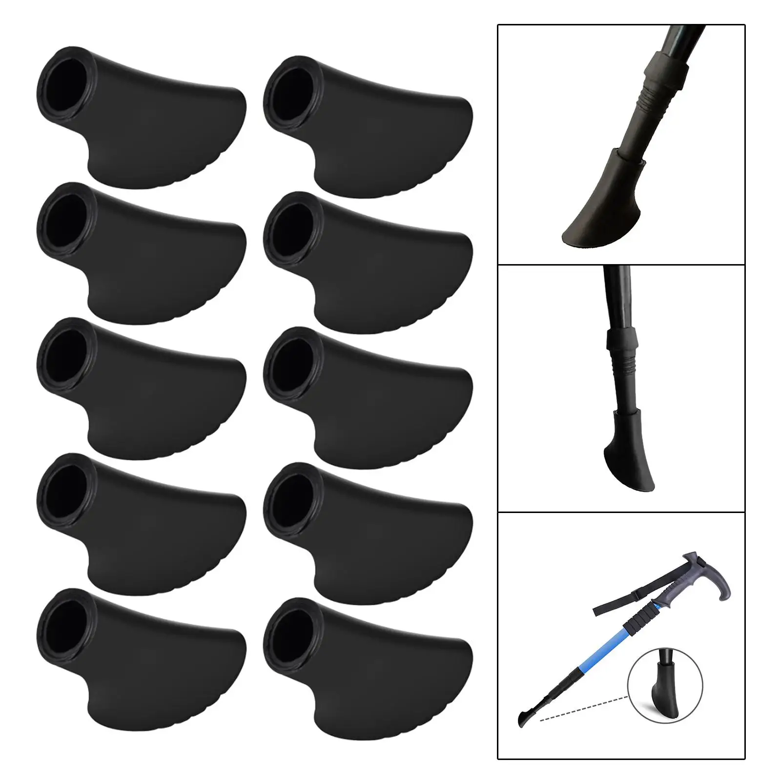 10Pcs Hiking Trekking Pole Tips Nordic Walking Pole Boot Tip Cover Antiskid