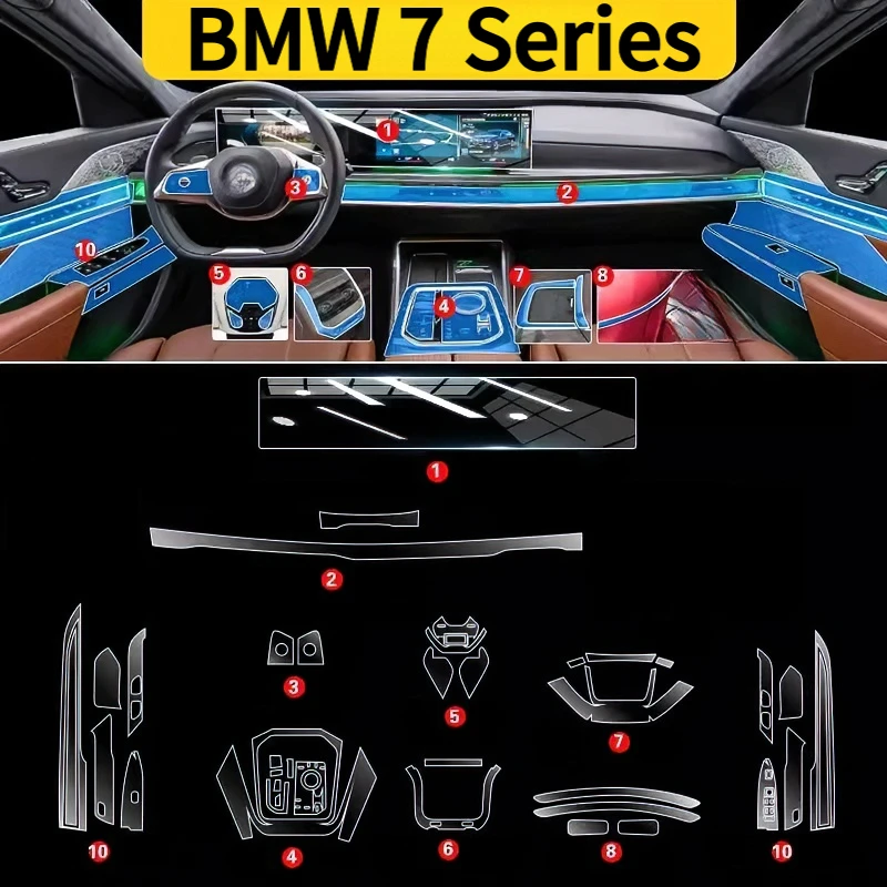 Für BMW 7er-Serie 23-25 Innenraum-Schutzfolie für Armaturenbrett Multimedia GPS-Navigation Transparente Kratzfeste Modifikationsfolie – Detail 1