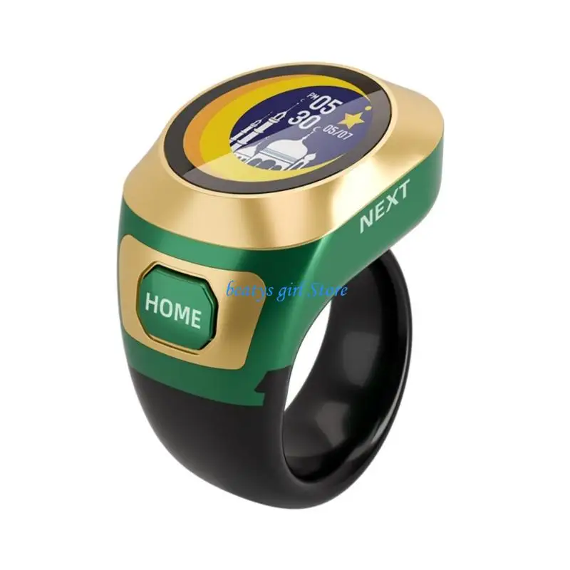 

C7AB Bright Color Screen Digital Counter 3 Size Adjustable Zikr Rings Ergonomic