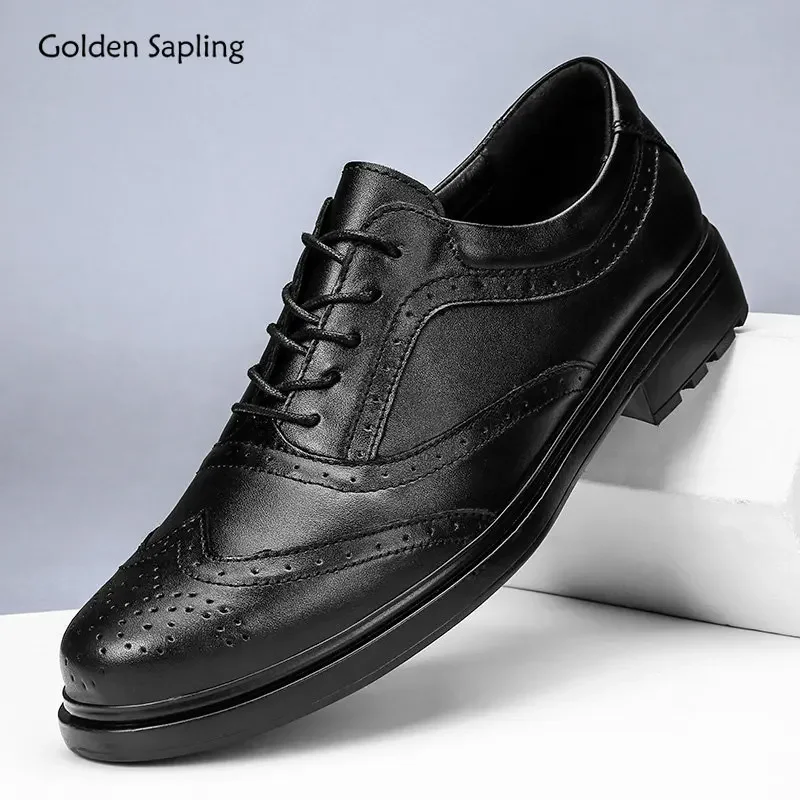 

Golden Sapling Men's Brogue Shoes Casual Business Shoes Fashion Formal Wedding Flats Comfortable Office Oxfords Dress Footwear