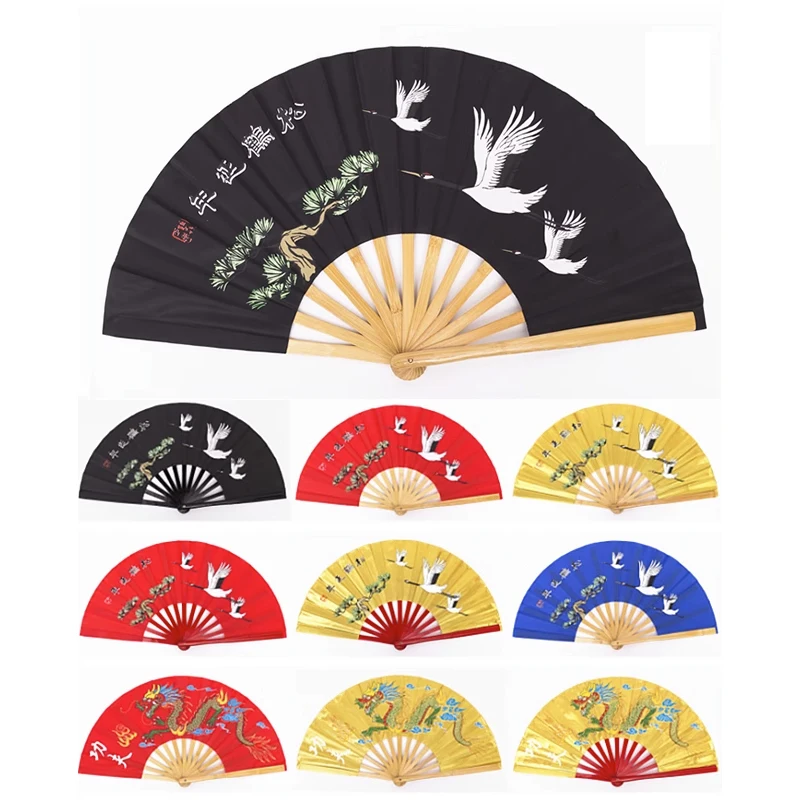 33cm Chinese Traditional Martial Arts Folding Tai Chi Fan Kung Fu Performance