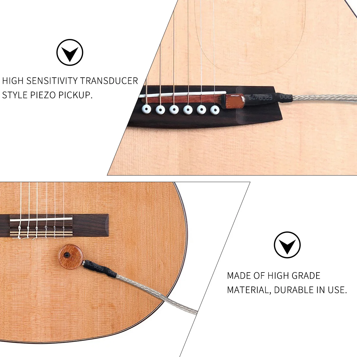 1Pcs Musical Instrument Parts Guitar Pickup Stick High Sensitivity Piezo for Classical Folk Acoustic Guitar Black Silver