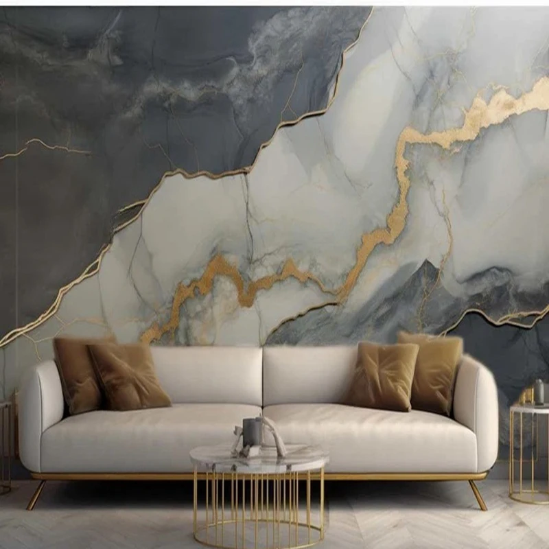 MU8047 Mural Wallpaper Modern Abstract Oil Painting Blue Plaster Fresco Living Room Bedroom Background Wall Decor Papier Peint