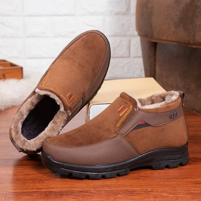 

Warm Cold Proof Slip-On New in Winter Shoes Man Anti Cotton Shoe High Quality Snow Boots for Men Thick Plush Comfortable Brands