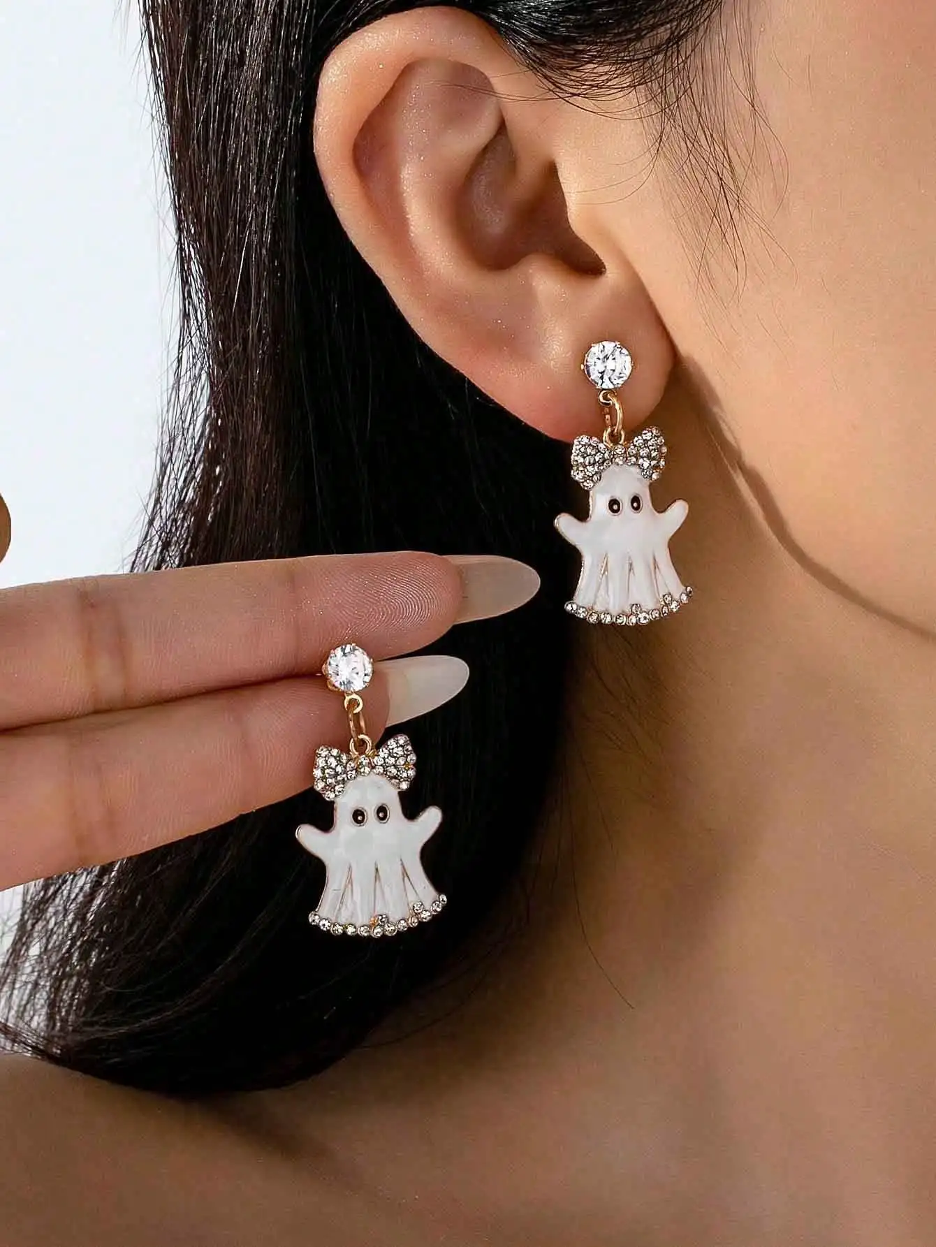 1 Pair Vintage Quirky Ghost Earrings, Halloween Style
