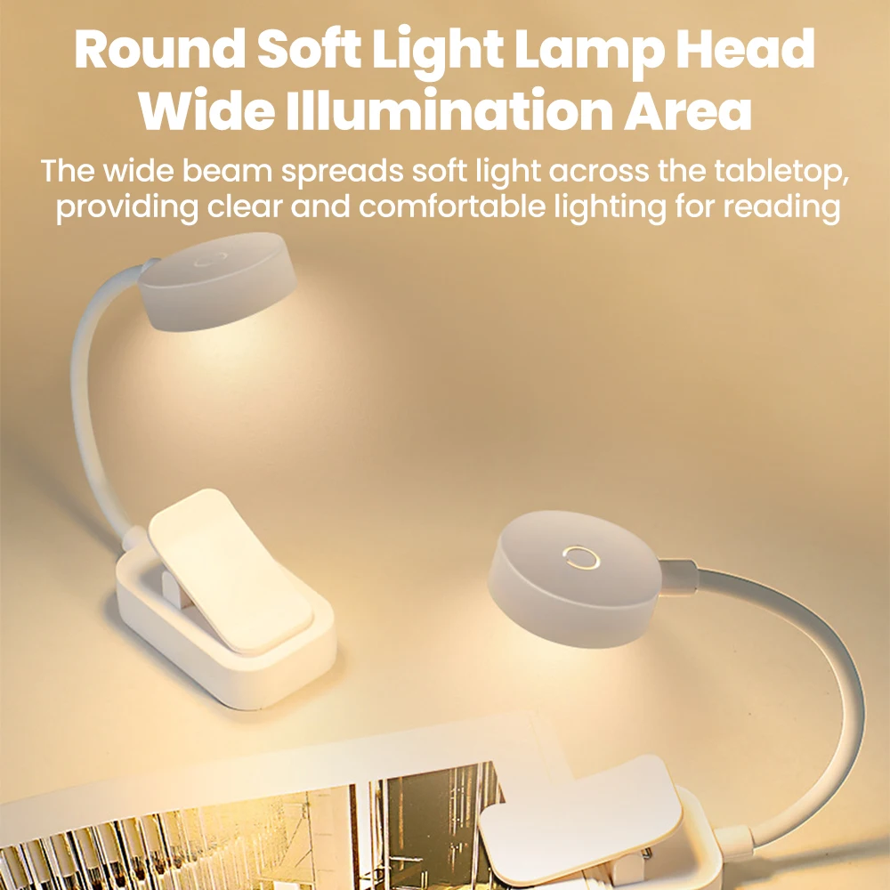 Tri Color Hose Clamp Reading Light with Short Press Color Adjustment And Long Press Brightness Control Requires 2 AAA Batteries