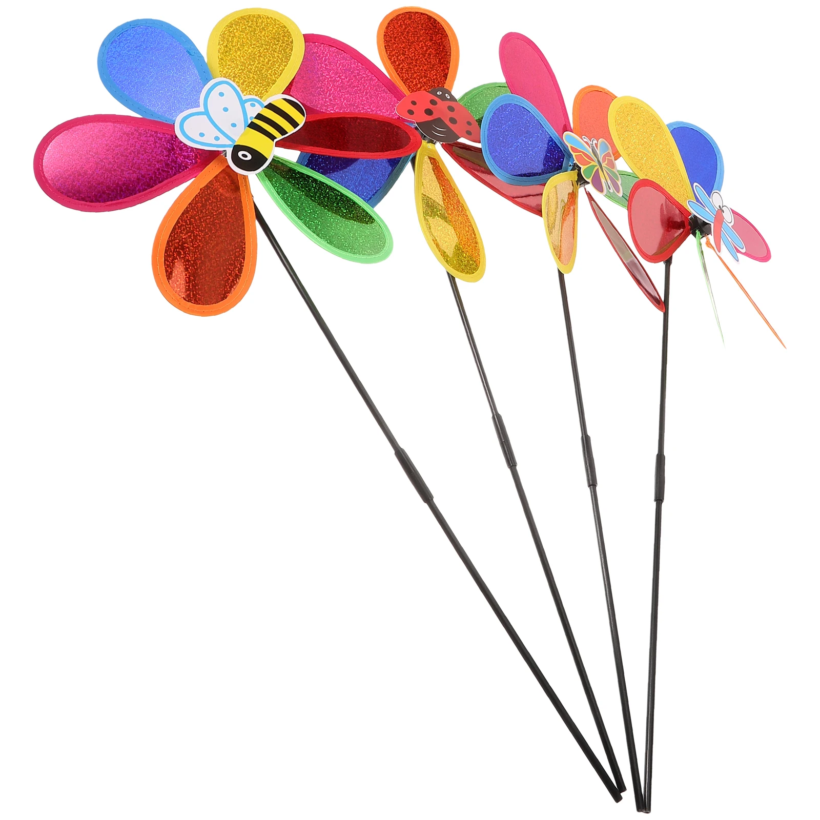 

4pcs Windmill Decoration Colorful Plastic Garden Lawn Outdoor Party Scene Adornment Pinwheel Gift