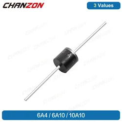 100% Original Genuine 20 Pcs 6A4 6A10 10A10 R-6 6A 10A 400V 1000V Electronic High Power Axial Silicon Rectifier Diode