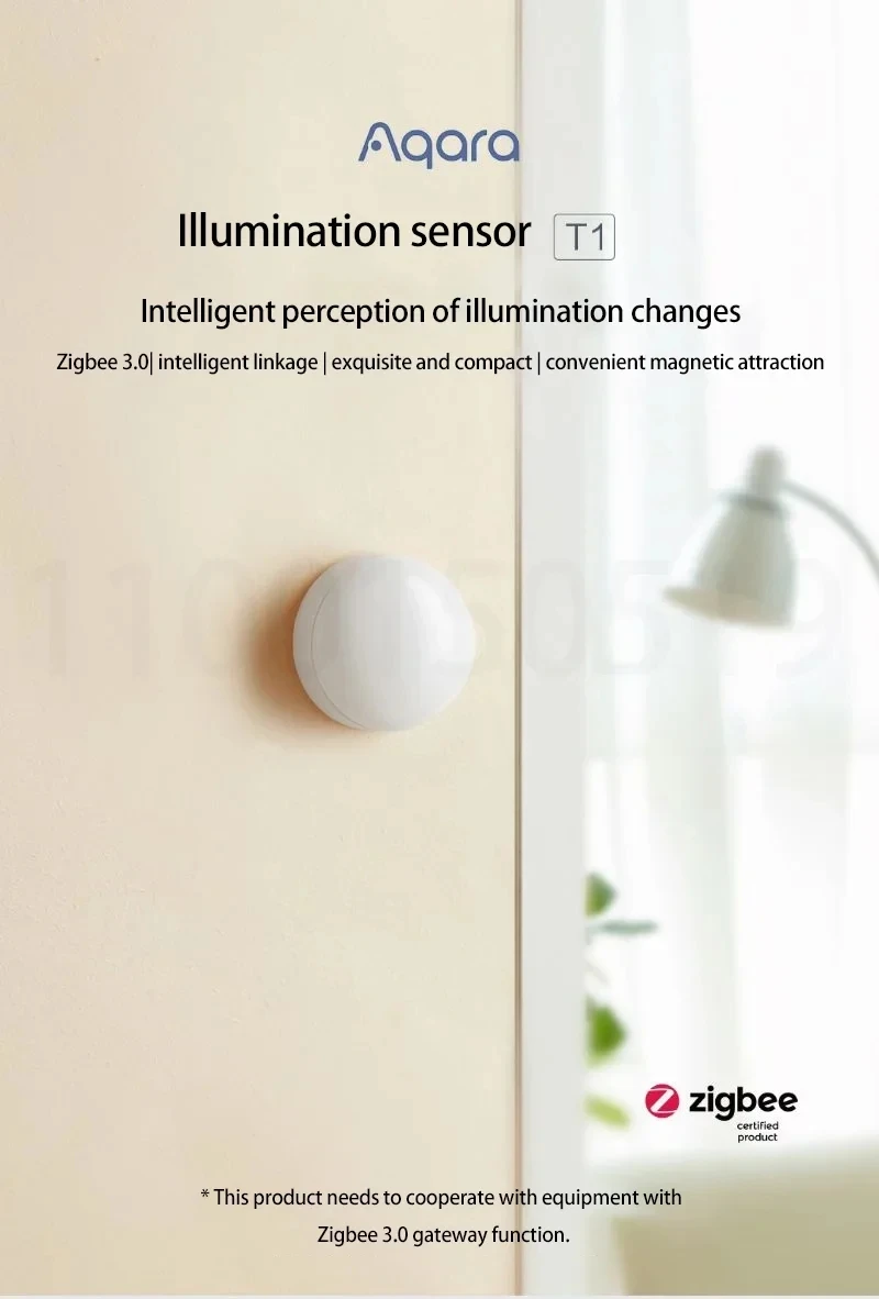 Aqara Light Sensor T1 Brightness Sensor Zigbee 3.0 Automation Smart home Light Detector Control by Aqara Home Homek APP