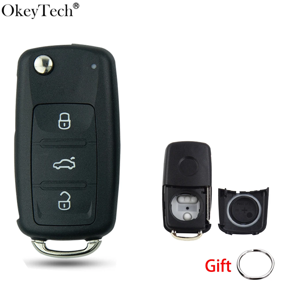 

Okeytec 3BT Flip Folding Remote Control Car Key Shell Cover Replacement For VW Golf Mk6 Tiguan Polo Passat CC SEAT Skoda Octavia